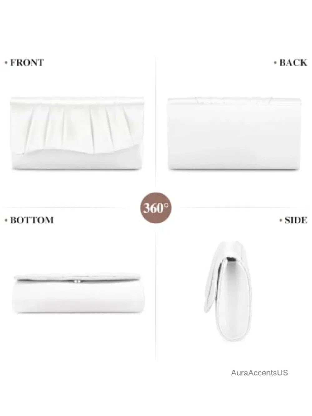 Pleated Satin Evening Clutch, Evening Bag for Prom Party Wedding, Adjustable